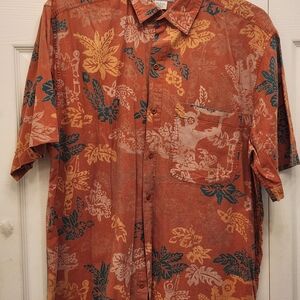 Back Eadt Men's Floral Short Sleeve Shirt Sz L